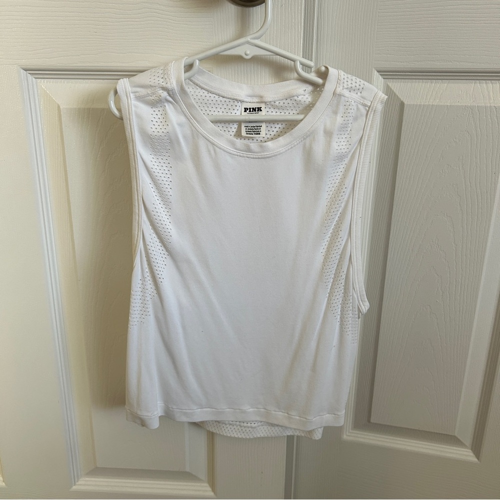 PINK Victoria's Secret White Tank Top with Mesh Back